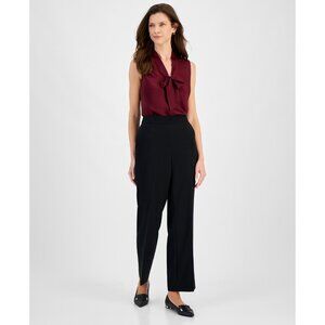 Kasper Petite Pull-On Straight-Leg Pants Black Size PM MSRP $79